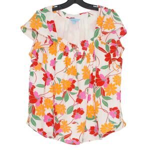 Draper James Top Floral Cottagecore Seersucker XL Spring Summer Boho Colorful